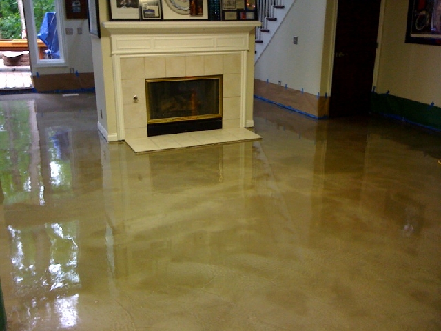 Oakland Twp MI tan reflective Custom Basement Epoxy Flooring 1